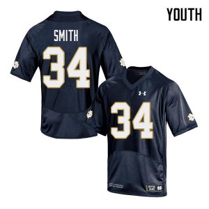 Notre Dame Fighting Irish Youth Jahmir Smith #34 Navy Under Armour Authentic Stitched College NCAA Football Jersey TXN3299KS